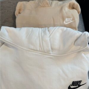 Nike Cream and White Hoodies